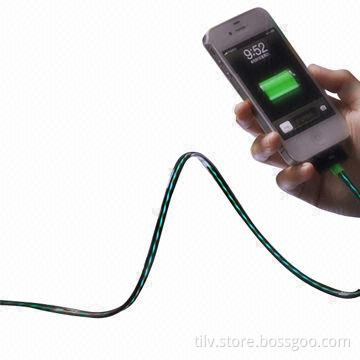 El flowing light cable for iPhone 4 with fast speed charge and sync data, 7 light color available
